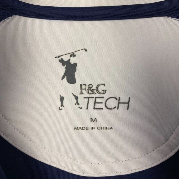 F&G Tech Golf Jacket Sweater Full Zip‎ Size M Blue White Pockets Logo - Picture 3 of 15